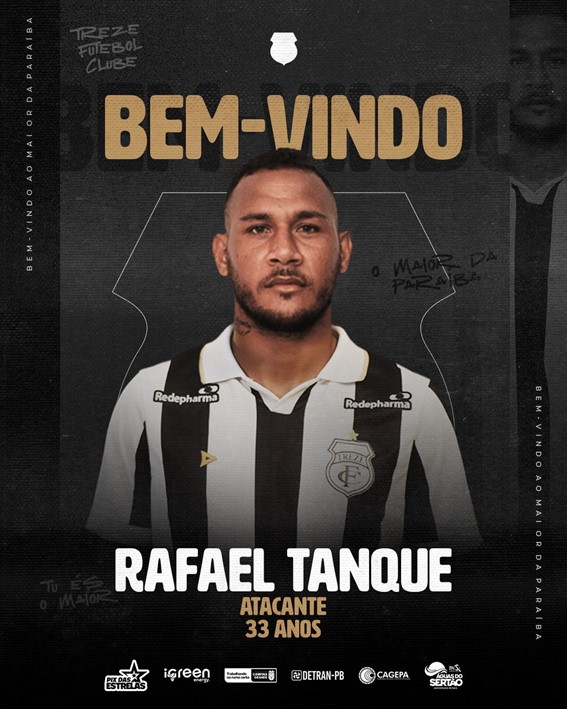 Treze anuncia a contratação do atacante Rafael Tanque, ex- Santo André-SP