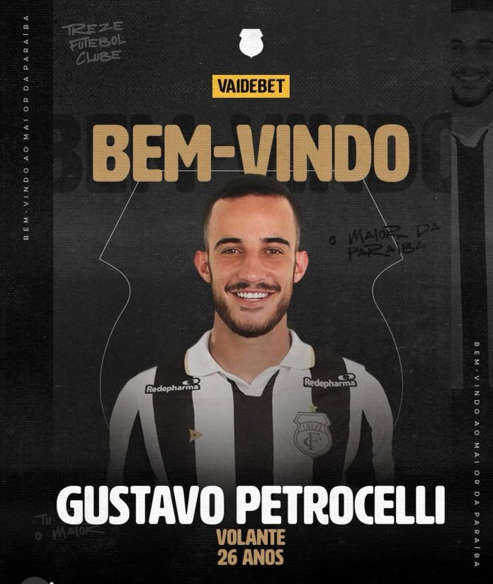 Treze anuncia volante Gustavo Petrocelli como novo reforço para a temporada 2026